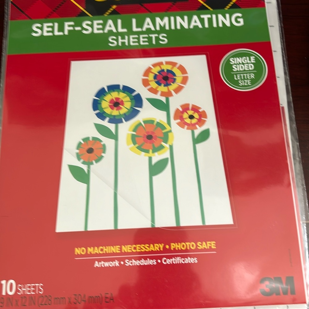 Scotch brand, self seal, laminating sheets,